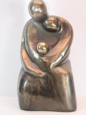 NIB The Family Sculpted by Nnamdi Okonkso Signed 12" Bronze-Look Resin Sculpture